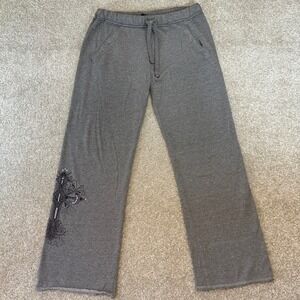 Vtg y2k Vanity‎ Gray yoga pants low rise Cross Detail Drawstring Women's Medium